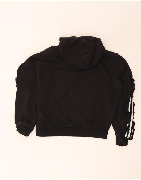 Adidas Womens Relaxed Fit Hoodie Jumper UK 6 XS Black Cotton