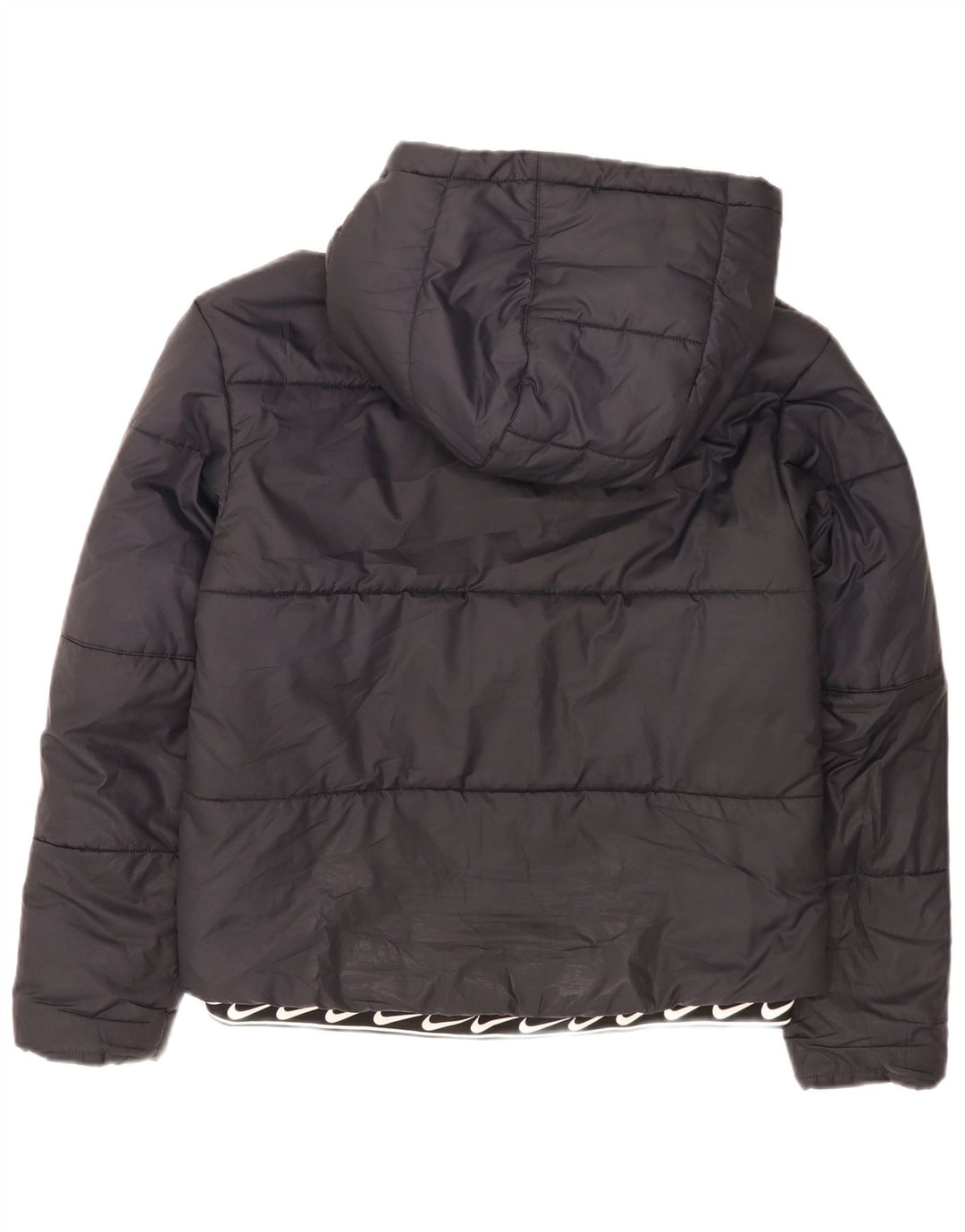Nike Womens Graphic Hooded Padded Jacket UK 10 Small Black Polyester