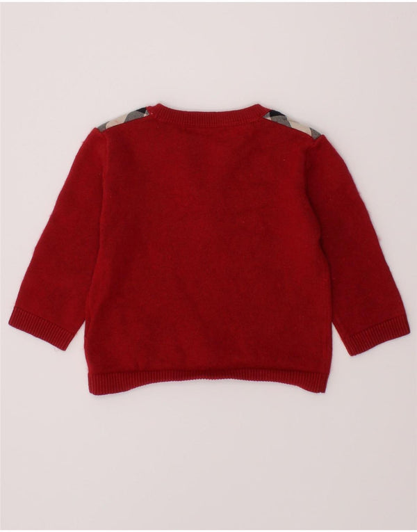 BURBERRY Baby Boys Button Neck Jumper Sweater 9-12 Months Red Colourblock