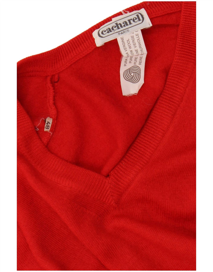 Cacharel Womens V-Neck Jumper Sweater IT 48 XL Red Wool