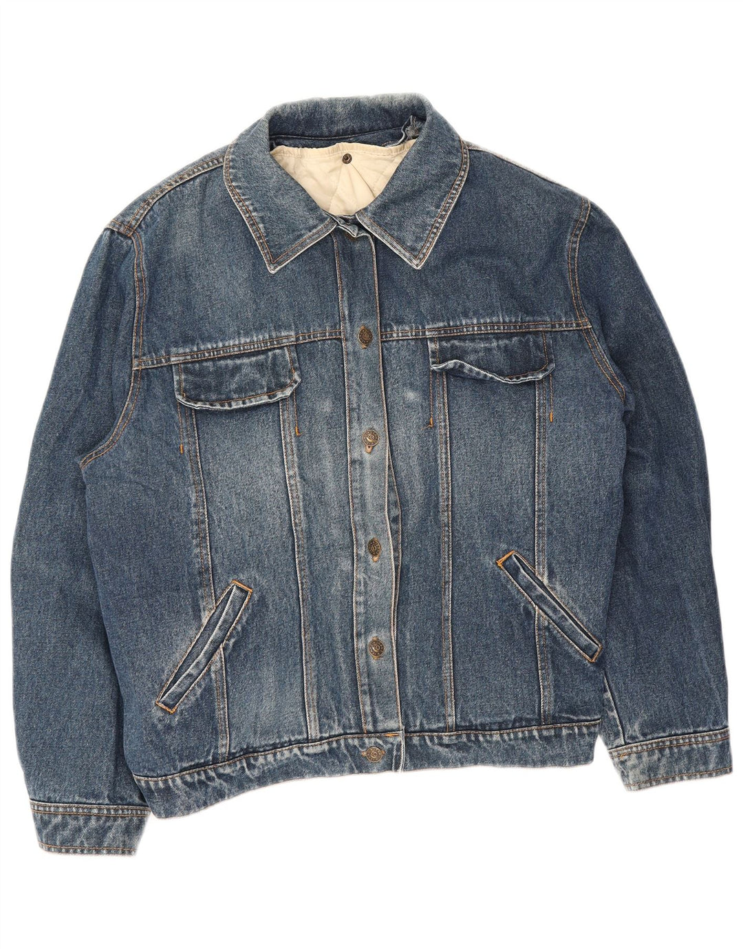 Vintage Womens Oversized Denim Jacket UK 10 Small Blue