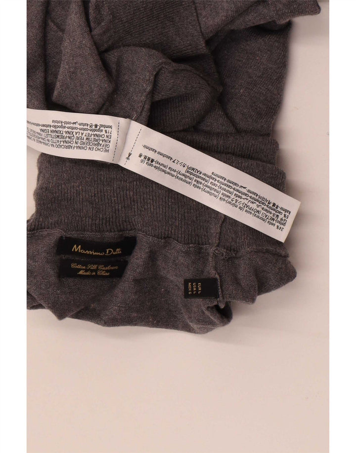 Massimo Dutti Mens Roll Neck Jumper Sweater Large Grey Cotton