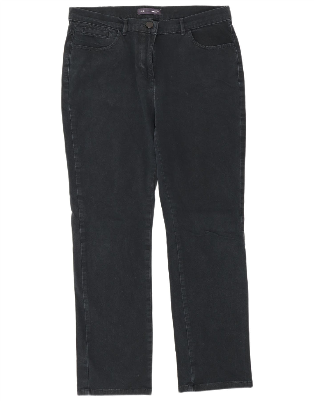 Marks & Spencer Womens Straight Jeans UK 12 Medium W32 L29 Navy Blue Cotton