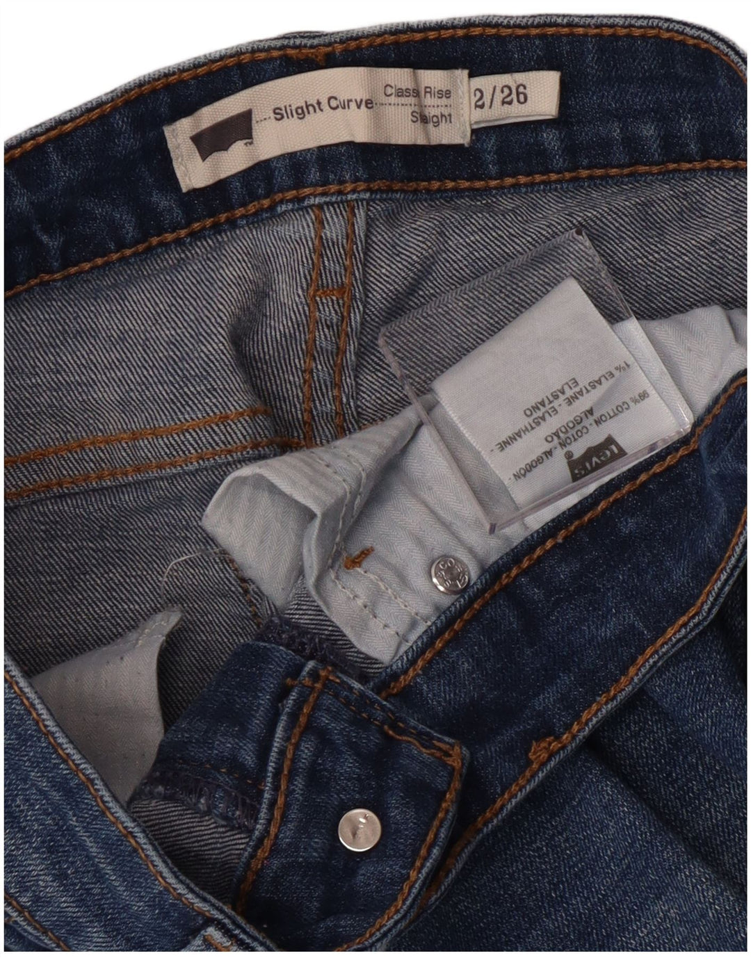 Levi's Womens Slightly Curvy Straight Jeans US 2 Small W26 L29 Blue Classic