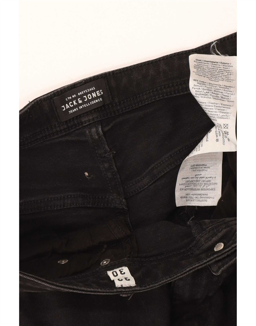 Jack & Jones Mens GLENN Slim Jeans W32 L30 Black Cotton