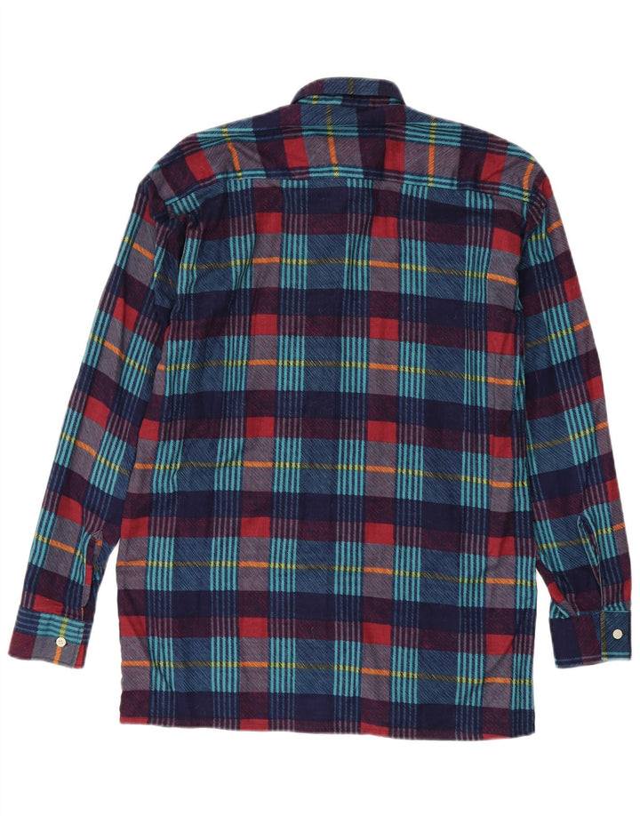 Vintage Mens Flannel Shirt Size 37/38 Small Navy Blue Check Cotton
