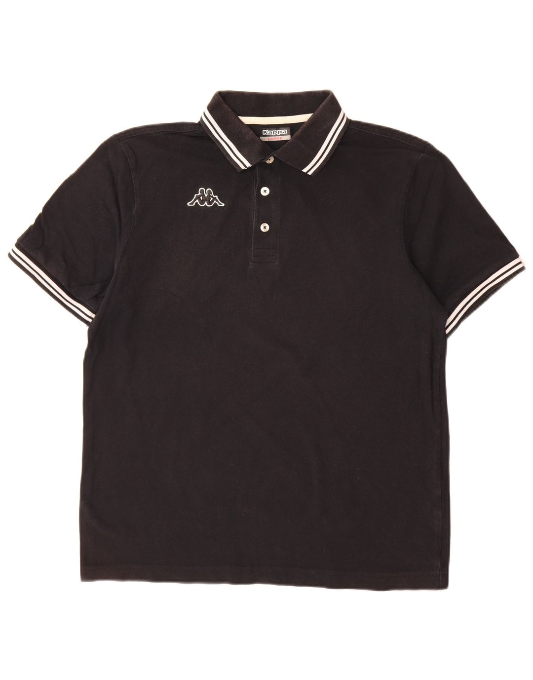 Kappa Mens Polo Shirt Large Black Striped