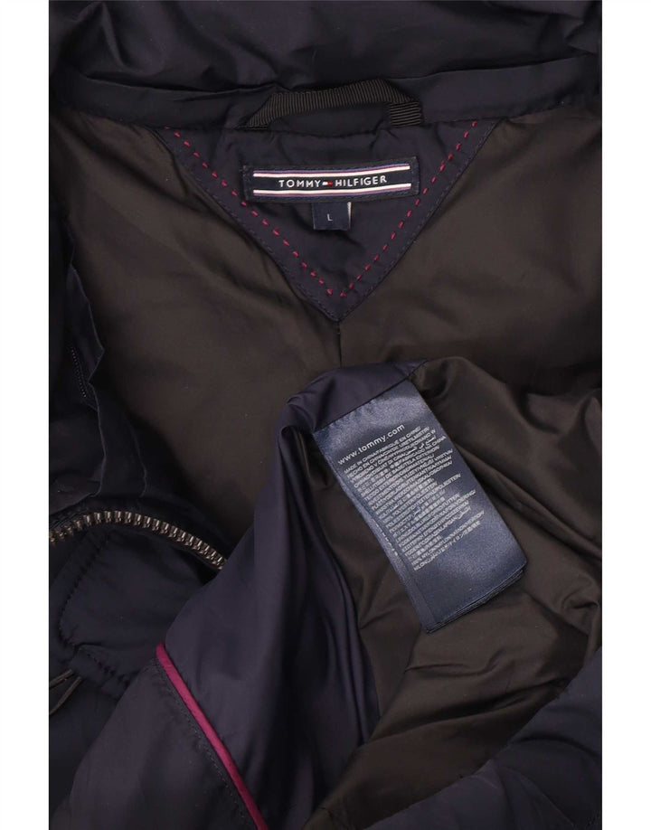 Tommy Hilfiger Womens Padded Jacket UK 16 Large Navy Blue Polyester