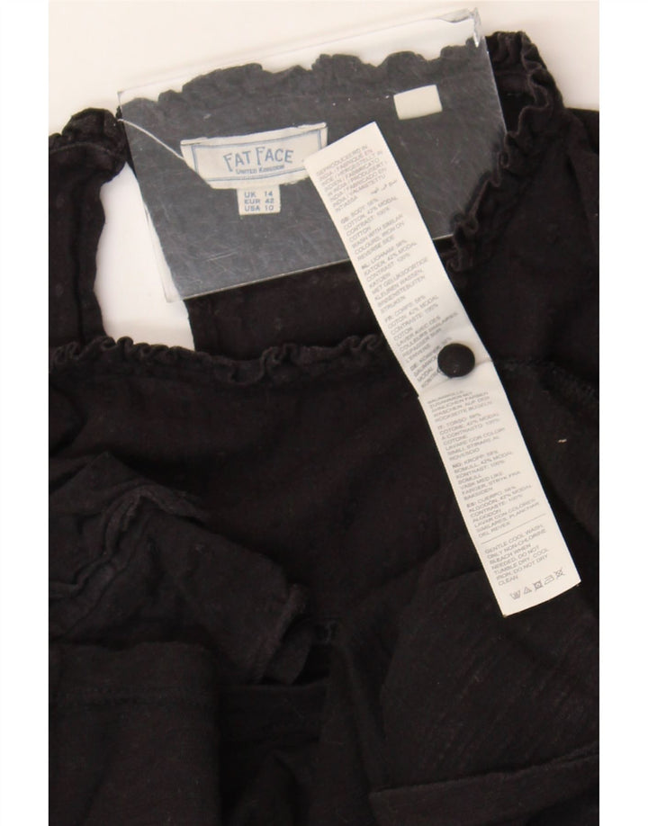 Fat Face Womens Blouse Top UK 14 Large Black Cotton