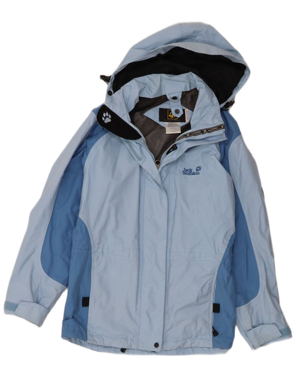 Jack Wolfskin Womens Hooded Rain Jacket UK 12 Medium Blue Polyamide