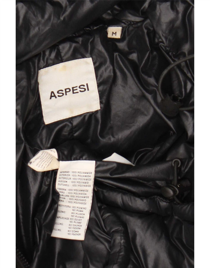 Aspesi Womens Hooded Padded Jacket UK 14 Medium Black Polyamide