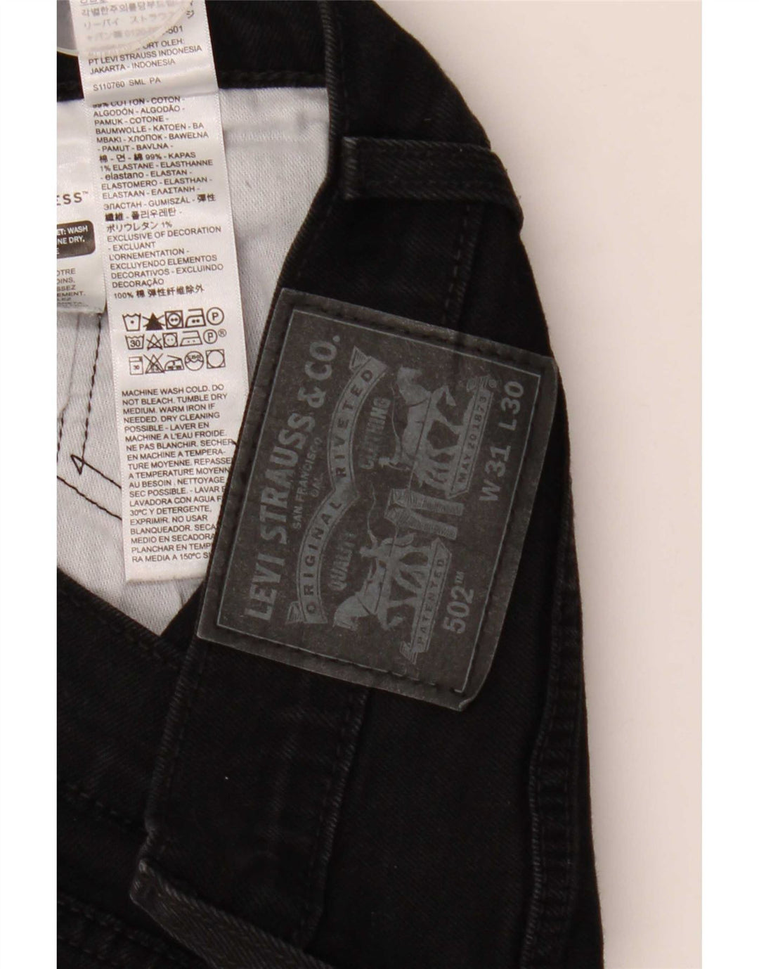 Levi's Mens 502 Tapered Jeans W31 L27 Black Cotton