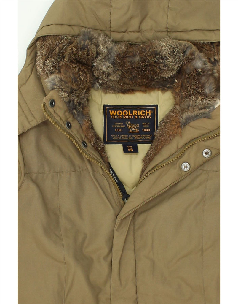 WOOLRICH Womens Hooded Padded Coat UK 6 XS Beige Nylon | Vintage Woolrich | Thrift | Second-Hand Woolrich | Used Clothing | Messina Hembry 