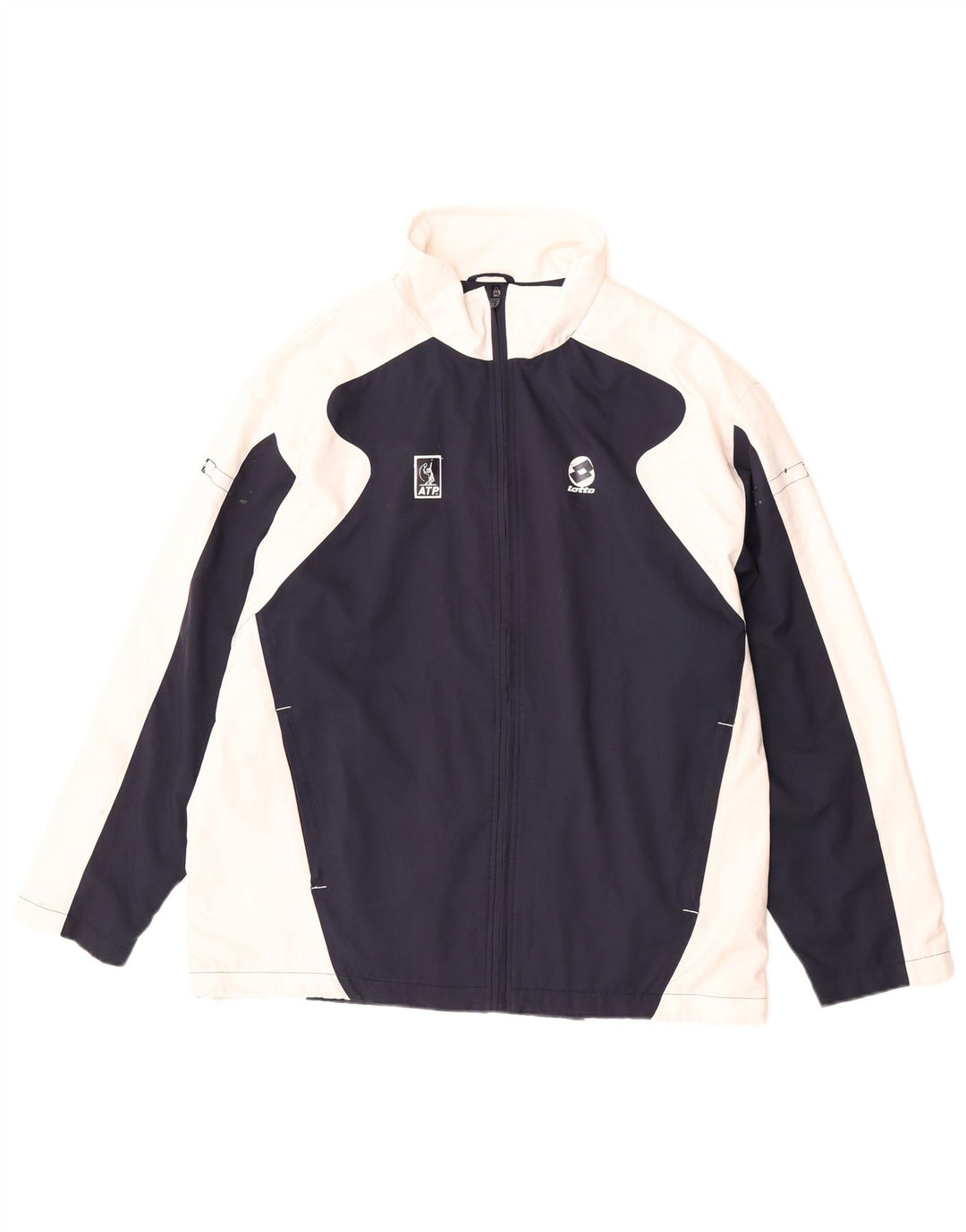 Lotto Mens Tracksuit Top Jacket Large Navy Blue Colourblock Polyester