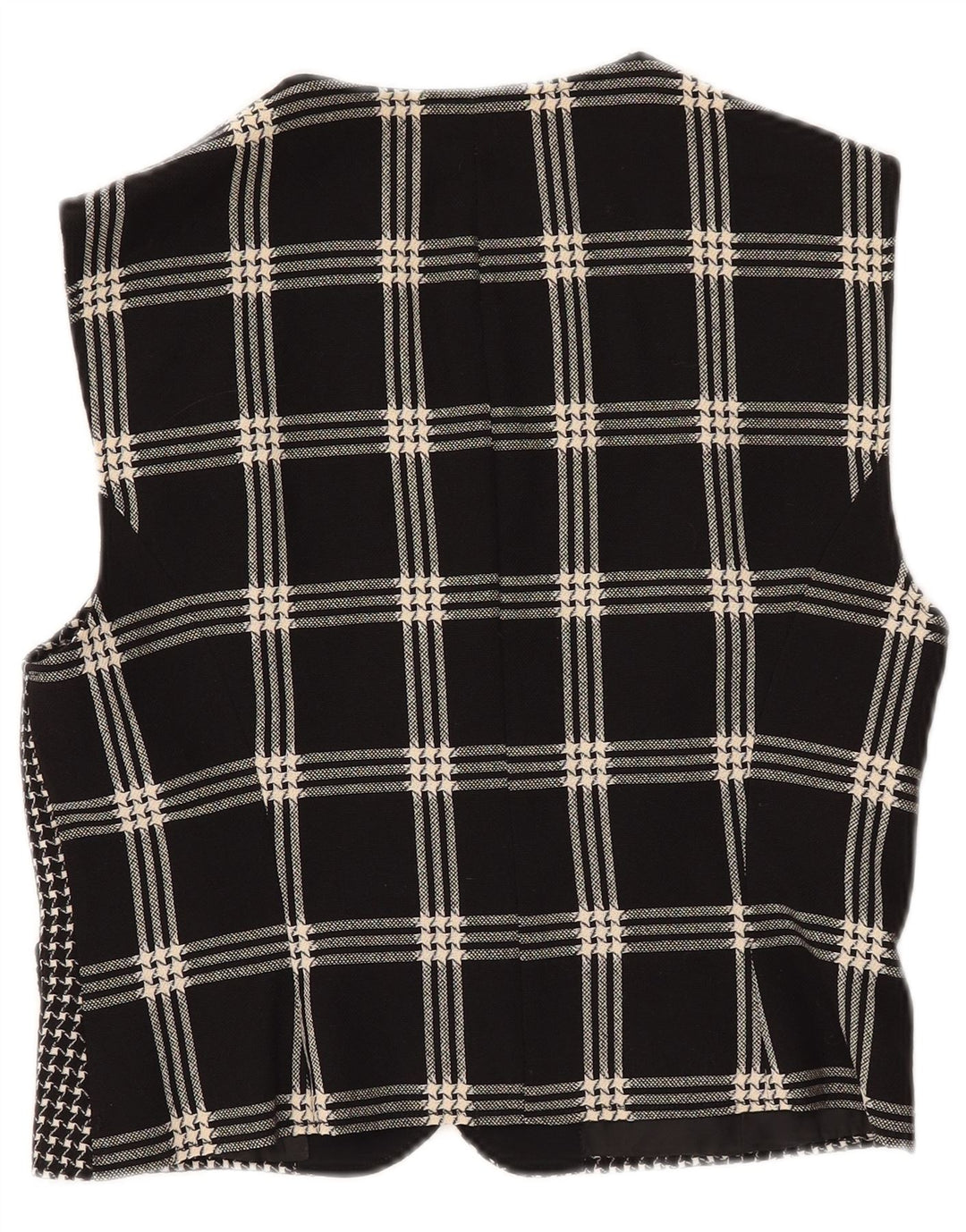 VINTAGE Womens Waistcoat UK 12 Medium Black Check