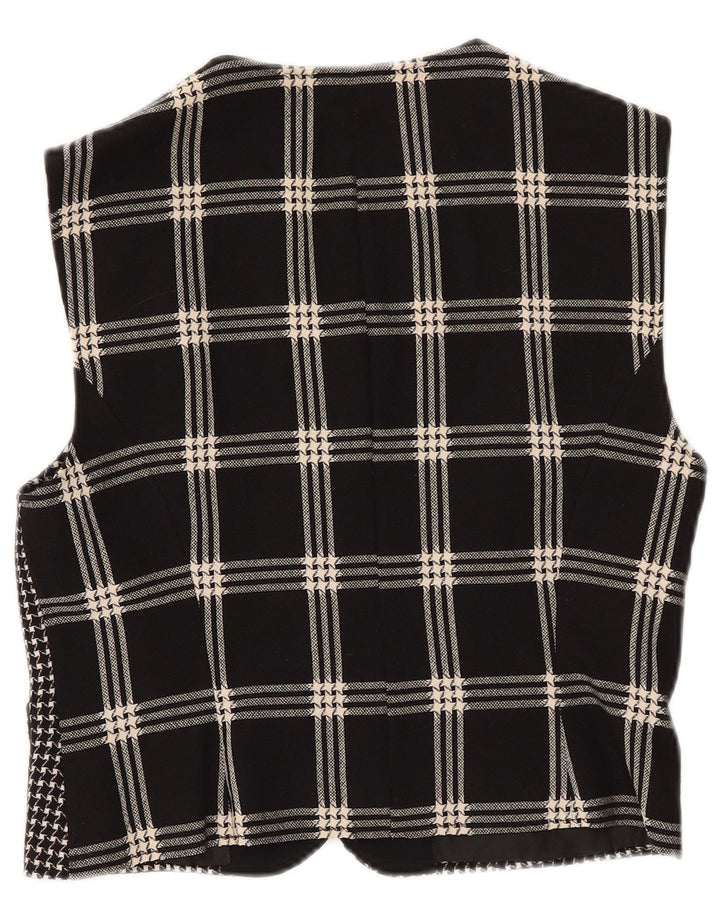 VINTAGE Womens Waistcoat UK 12 Medium Black Check