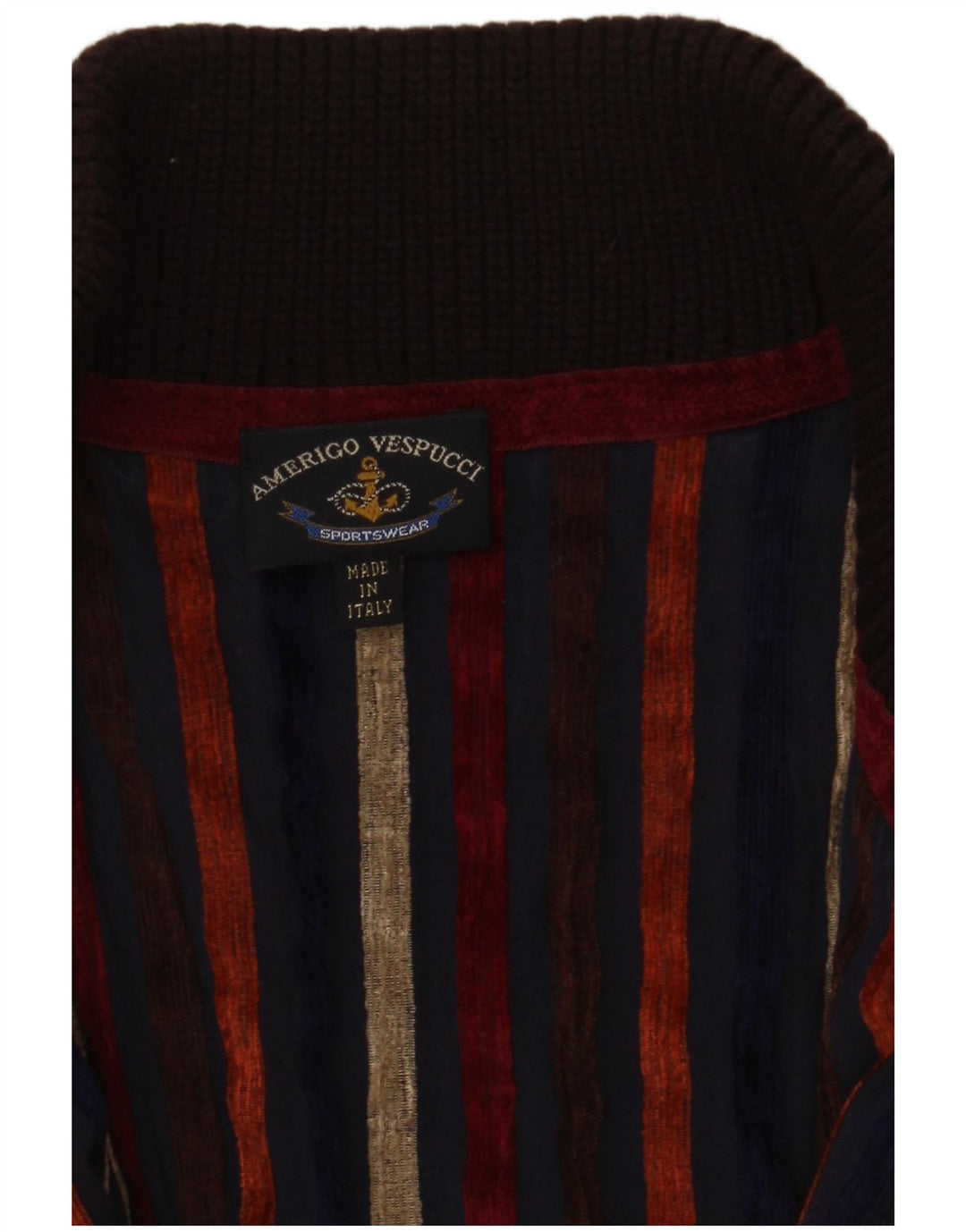 Amerigo Vespucci Mens Full Zip Cardigan Sweater Medium Brown