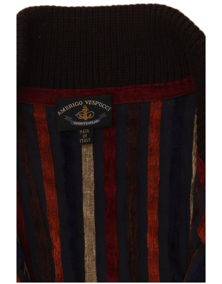 Amerigo Vespucci Mens Full Zip Cardigan Sweater Medium Brown