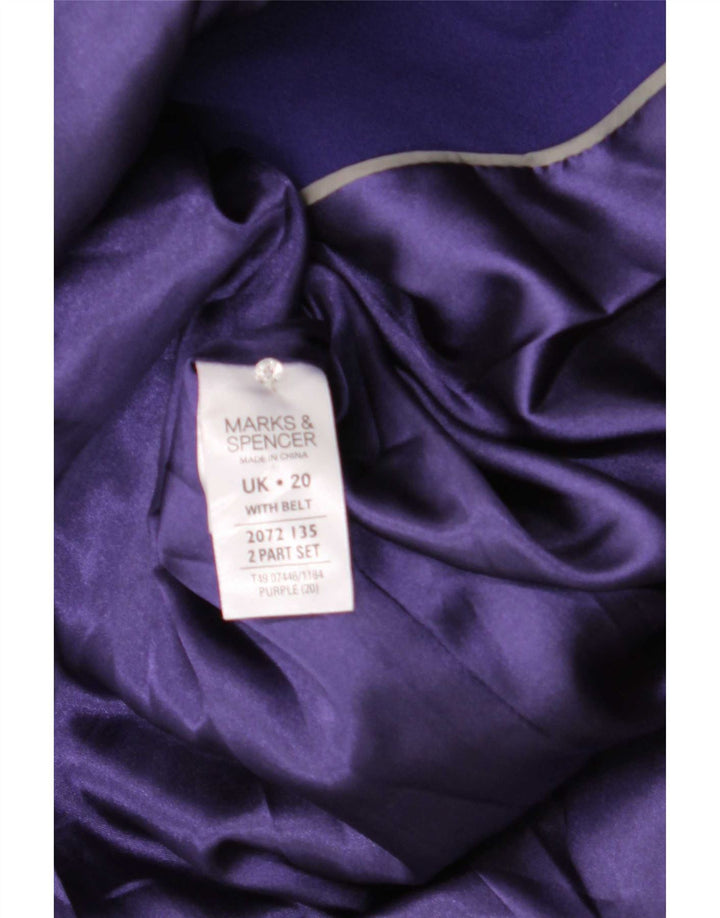 Marks & Spencer Womens Overcoat UK 20 2XL Purple Polyester
