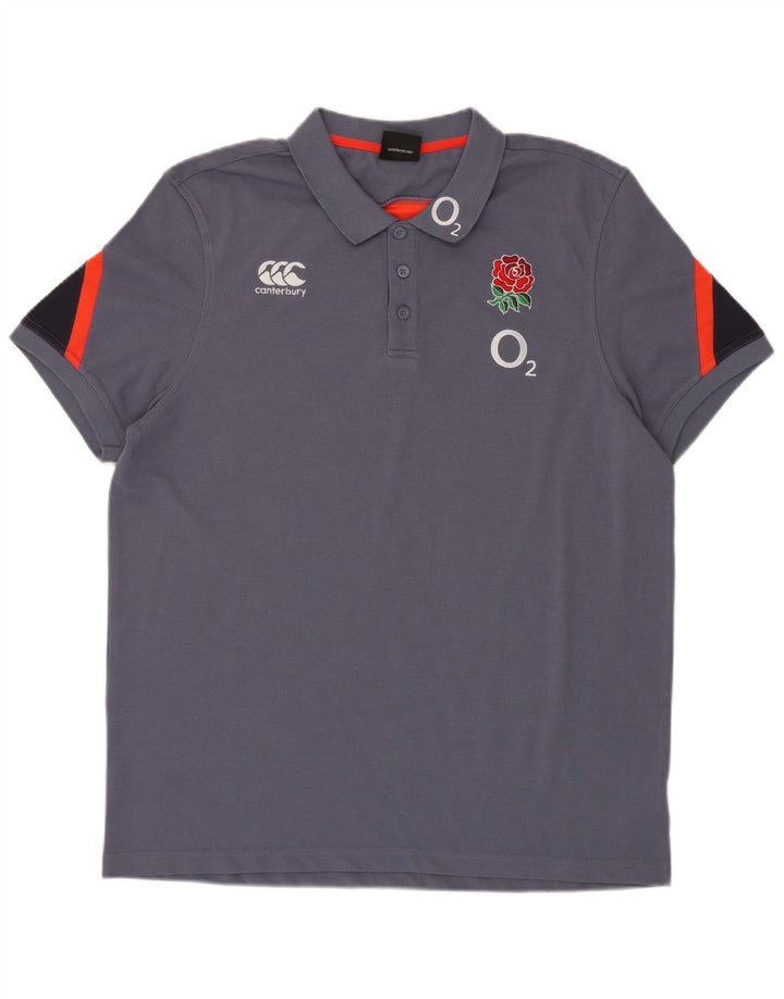 CANTERBURY Mens Graphic Polo Shirt XL Navy Blue Colourblock Polyester