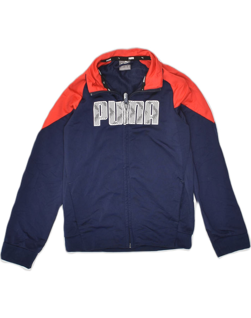 PUMA Boys Graphic Tracksuit Top Jacket 7-8 Years Navy Blue Polyester | Vintage Puma | Thrift | Second-Hand Puma | Used Clothing | Messina Hembry 