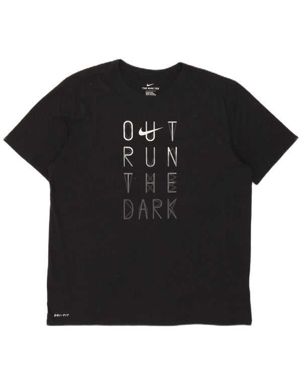 Nike Mens Dri Fit Graphic T-Shirt Top XL Black Polyester