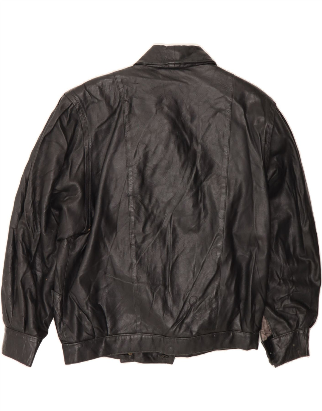 VINTAGE Womens Leather Jacket IT 48 XL Black Leather Vintage Vintage and Second-Hand Vintage from Messina Hembry 