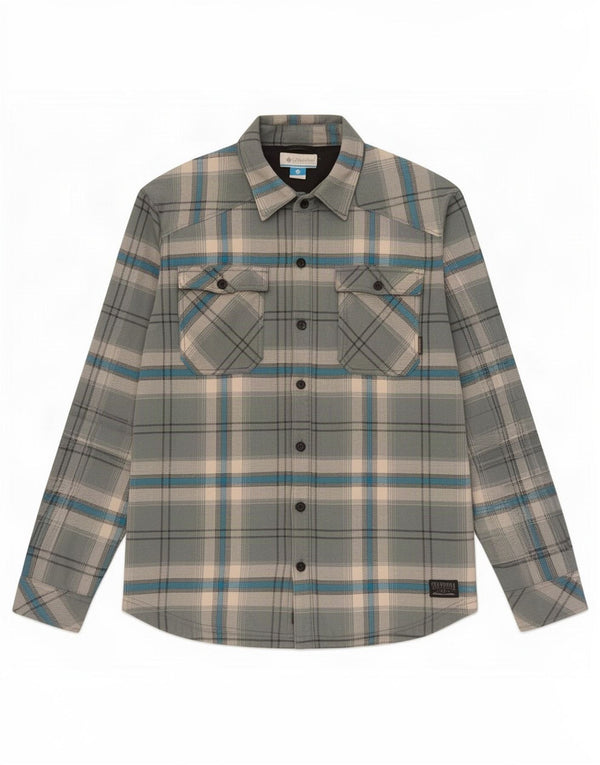 Columbia Mens Lumberjack Flannel Shirt Large Grey Plaid Cotton