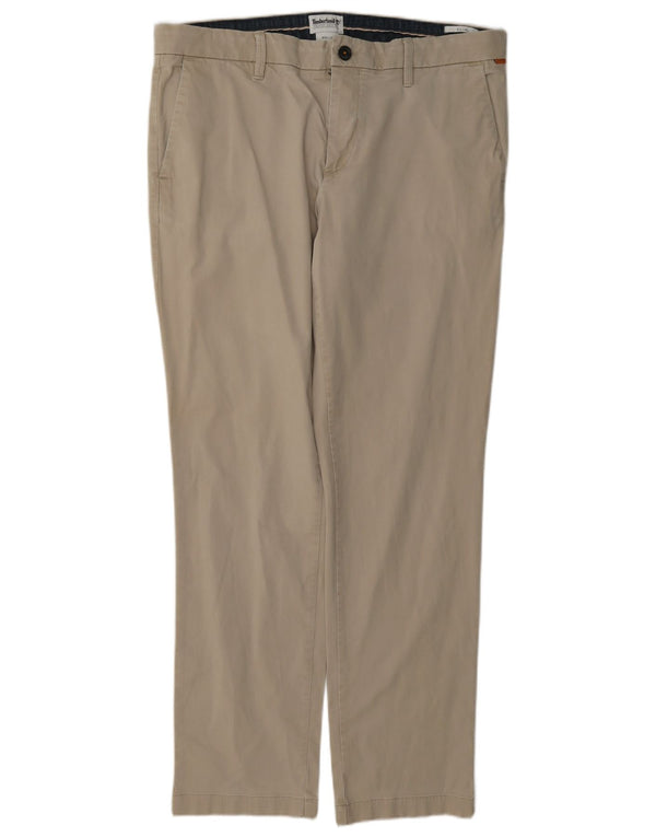Timberland Mens Slim Chino Trousers W36 L32 Beige Cotton