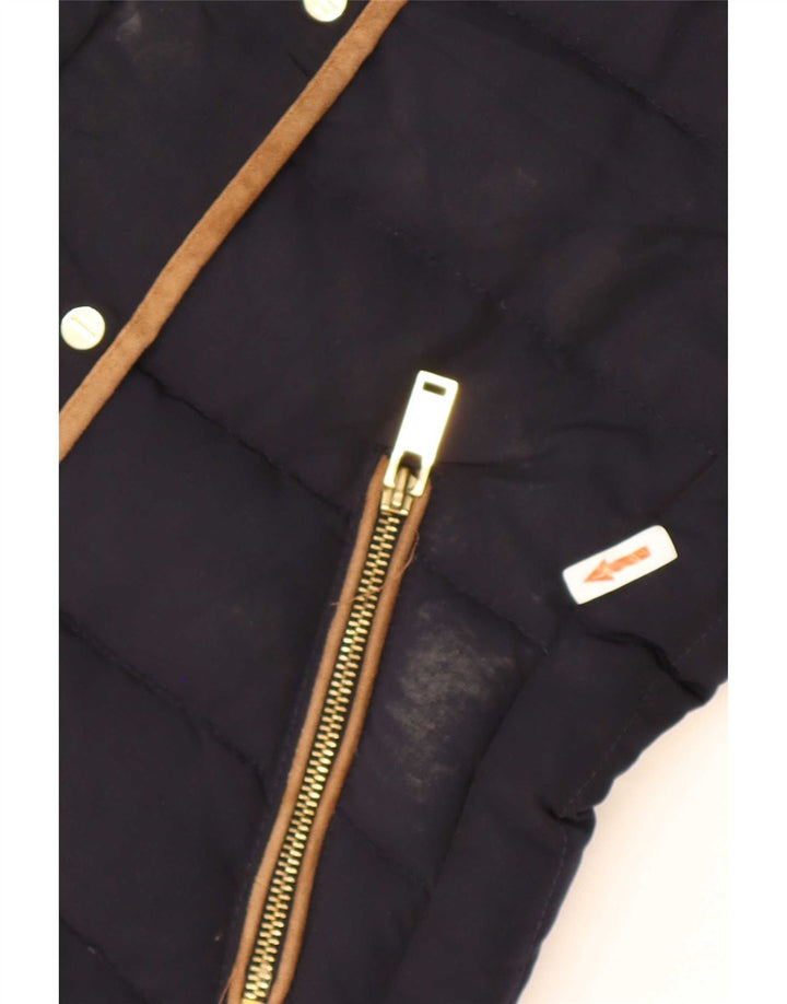 Zara Womens Hooded Padded Jacket UK 10 Small Navy Blue Polyester