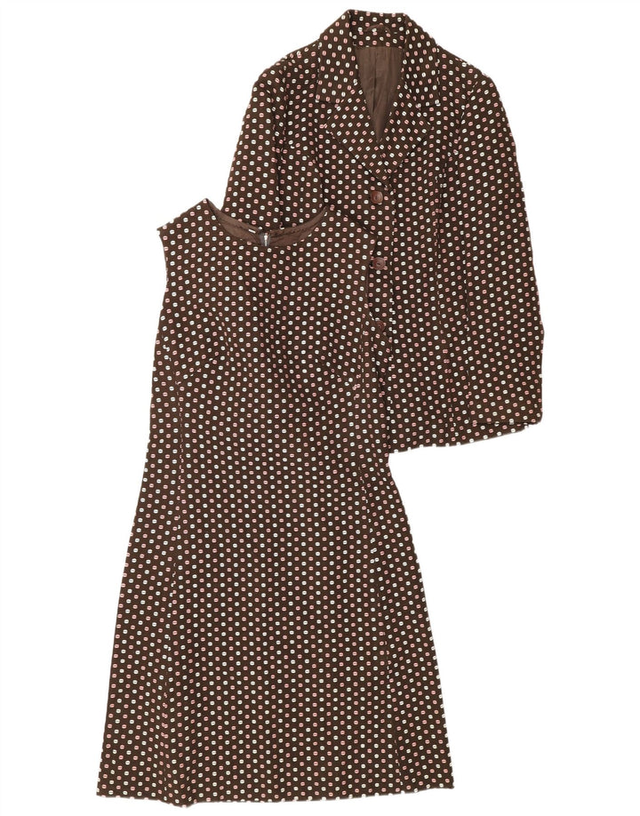 Vintage Womens 3 Button 2 Piece Set IT 48 XL Brown Polka Dot