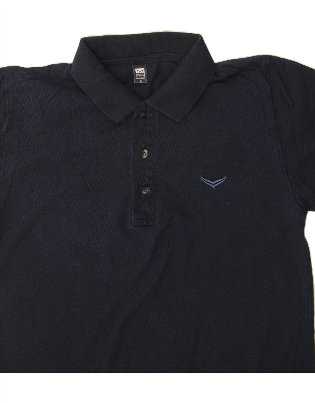 TRIGEMA Mens Polo Shirt Small Navy Blue Cotton Vintage Trigema and Second-Hand Trigema from Messina Hembry 
