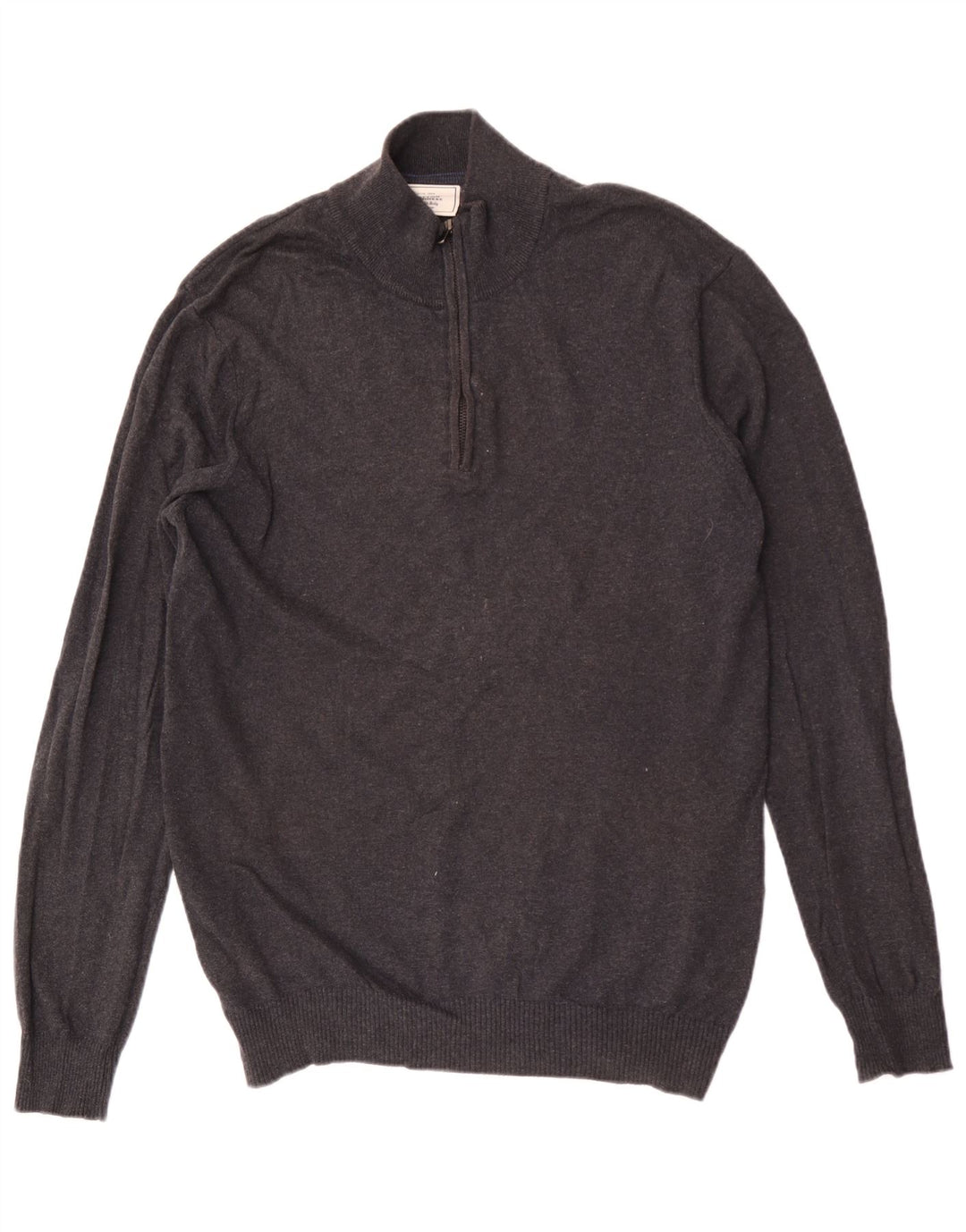 John Lewis Mens Zip Neck Jumper Sweater XL Grey Cotton