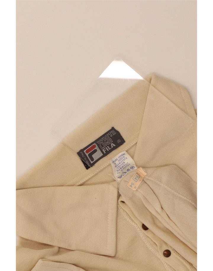 Fila Mens Polo Shirt Small Beige Cotton