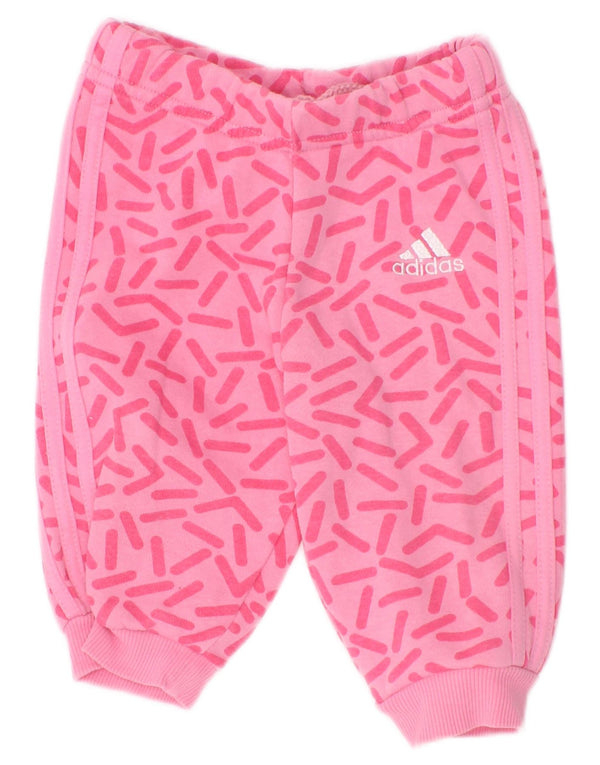 Adidas Baby Girls Joggers Tracksuit Trousers 3-6 Months Pink Geometric