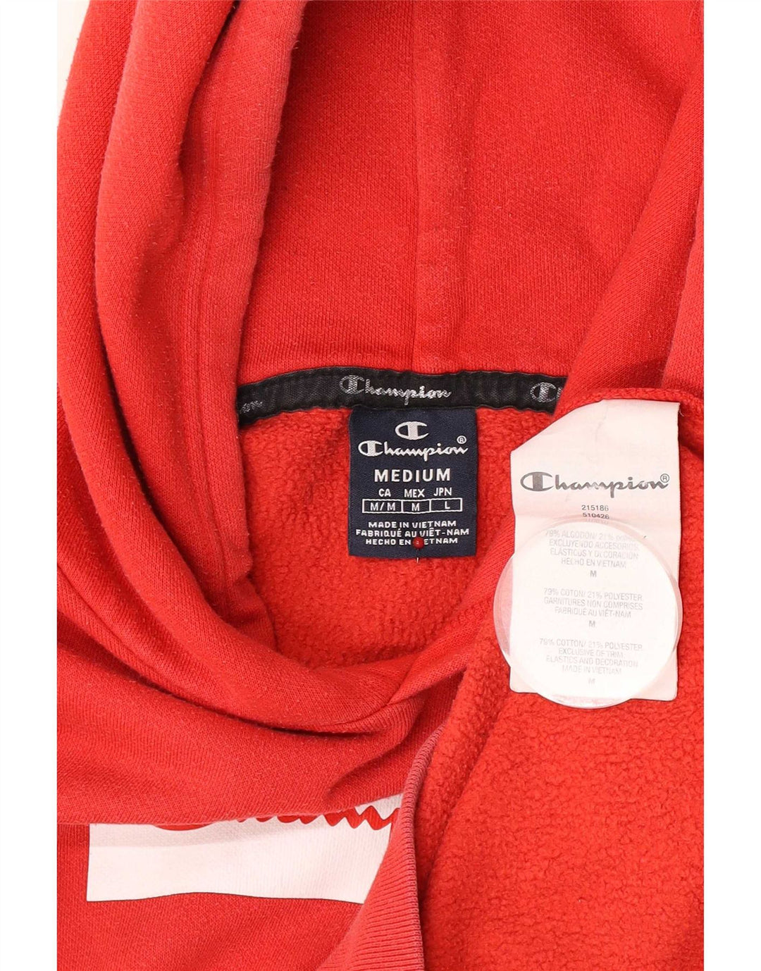 Champion Mens Graphic Hoodie Jumper Medium Red Cotton