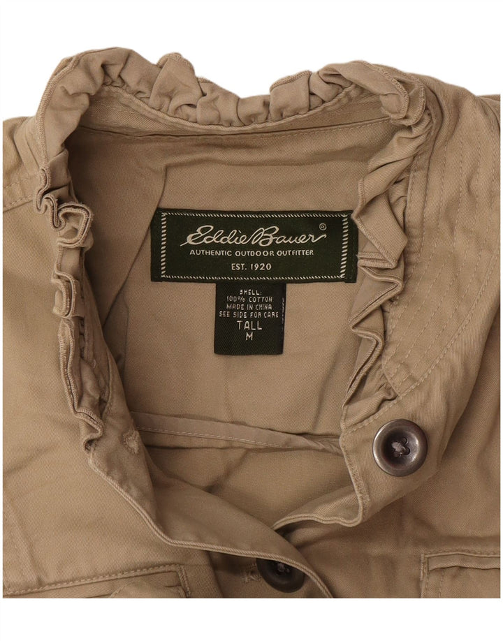 Eddie Bauer Womens Tall Blazer Jacket UK 12 Medium Beige Cotton
