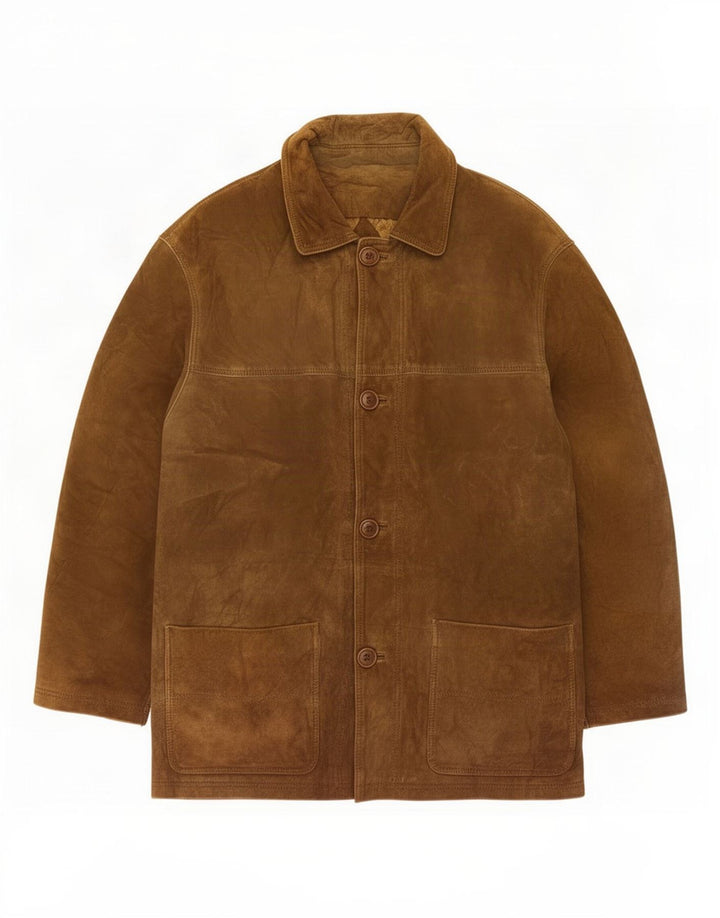Vintage Mens Suede Jacket UK 36 Small Brown Leather