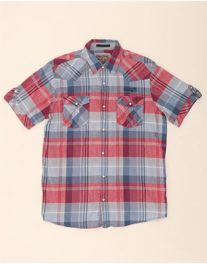 COLORADO Mens Short Sleeve Shirt Large Multicoloured Check Cotton Vintage Colorado and Second-Hand Colorado from Messina Hembry 