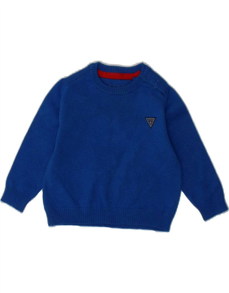 GUESS Baby Boys Crew Neck Jumper Sweater 6-9 Months Blue Cotton Vintage Guess and Second-Hand Guess from Messina Hembry 