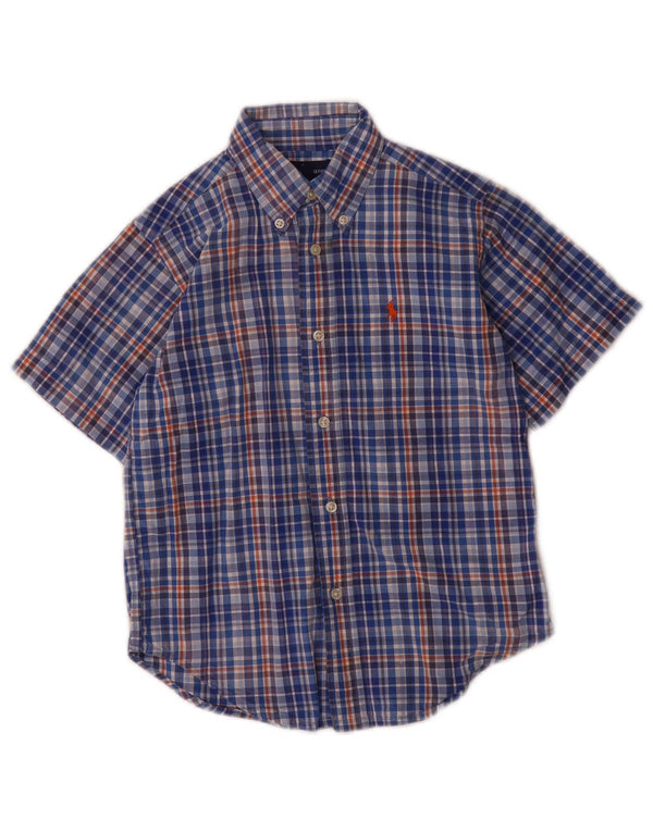 Ralph Lauren Boys Short Sleeve Shirt 4-5 Years Blue Check Cotton