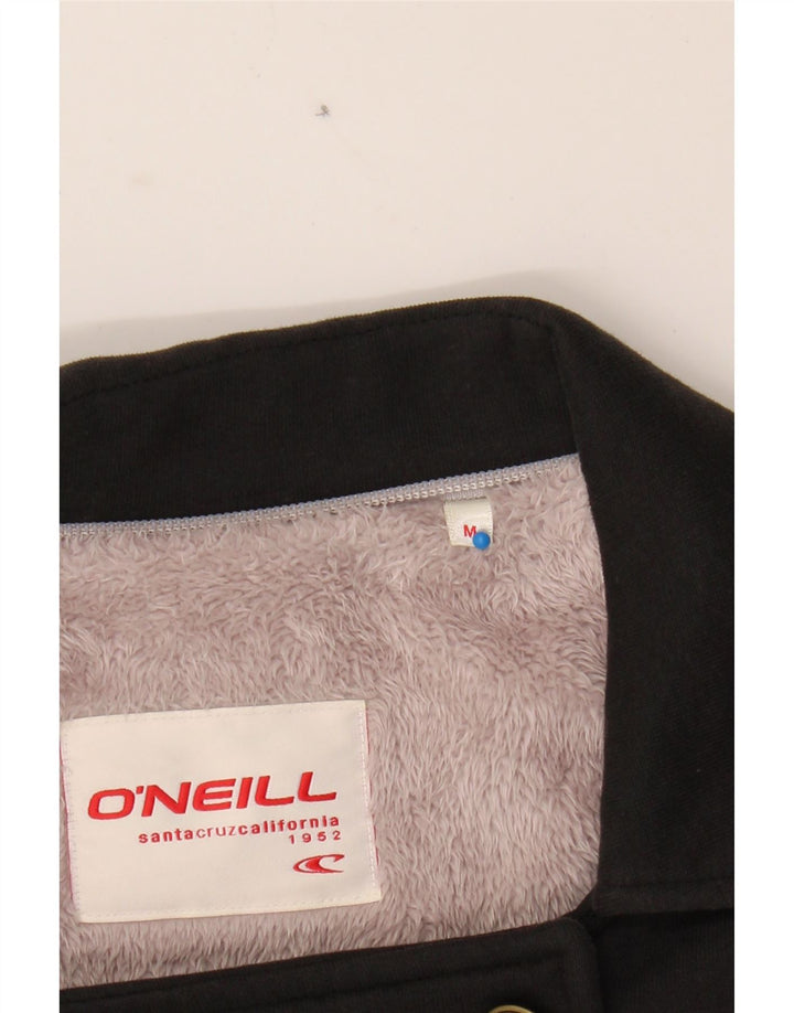 O'NEILL Womens Double Breasted Sherpa Jacket UK 14 Medium Black Cotton Vintage O'Neill and Second-Hand O'Neill from Messina Hembry 