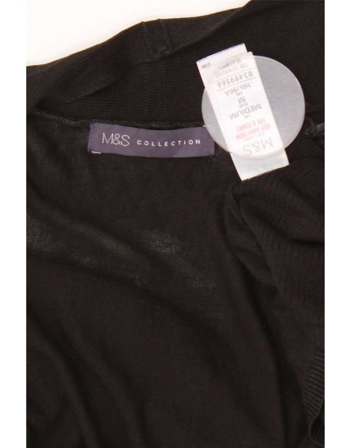 Marks & Spencer Womens Longline Open Cardigan Sweater UK 12 Medium Black