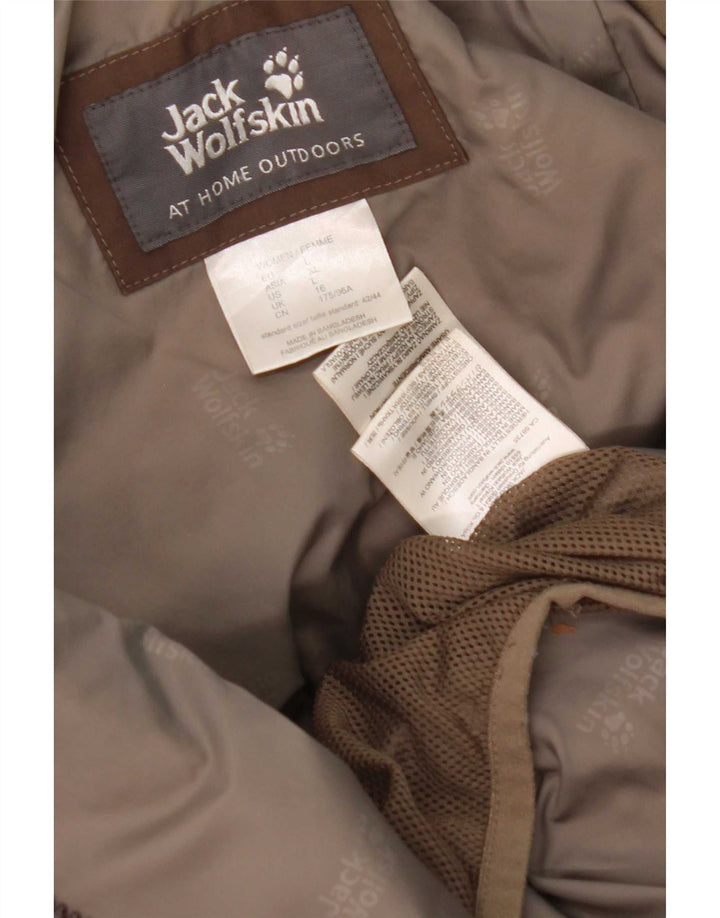 Jack Wolfskin Womens Hooded Parka Jacket UK 16 Large Brown Polyester