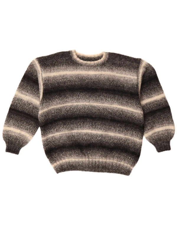 Vintage Womens Boat Neck Jumper Sweater UK 18 XL Black Striped