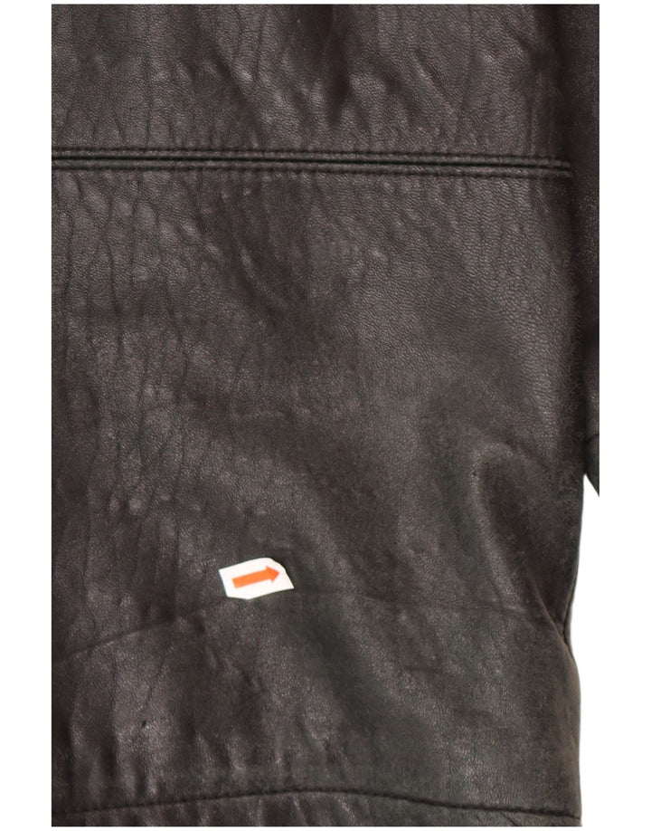 SUMMIT Mens Leather Coat UK 42 XL Black Leather