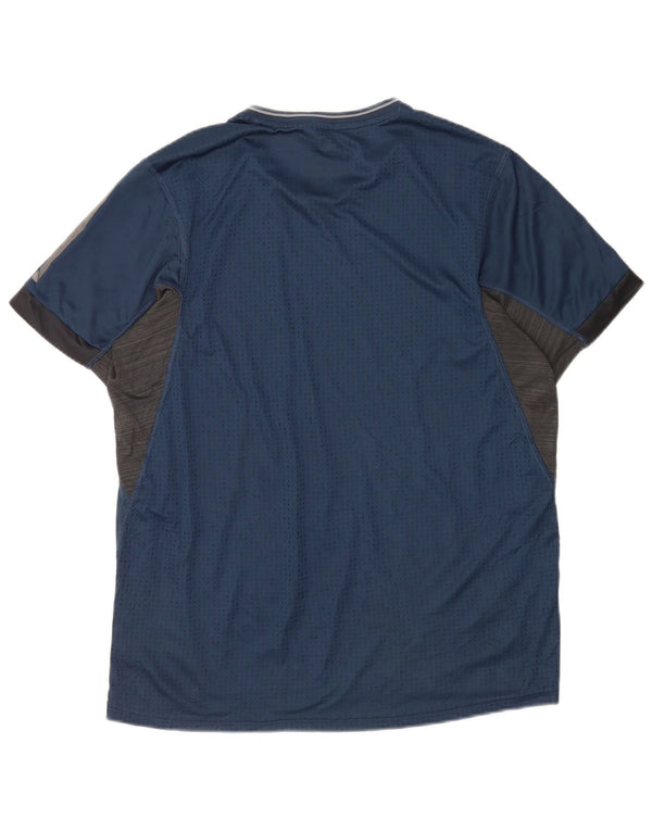 Adidas Mens Climacool T-Shirt Top Large Navy Blue Pinstripe Polyester