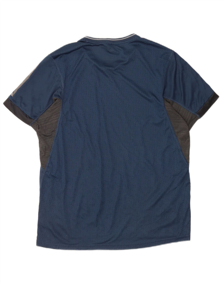 Adidas Mens Climacool T-Shirt Top Large Navy Blue Pinstripe Polyester