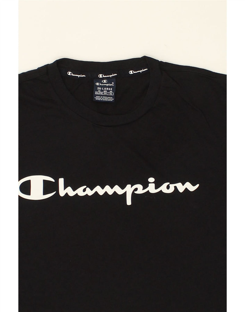 CHAMPION Mens Graphic T-Shirt Top 2XL Black Cotton | Vintage Champion | Thrift | Second-Hand Champion | Used Clothing | Messina Hembry 