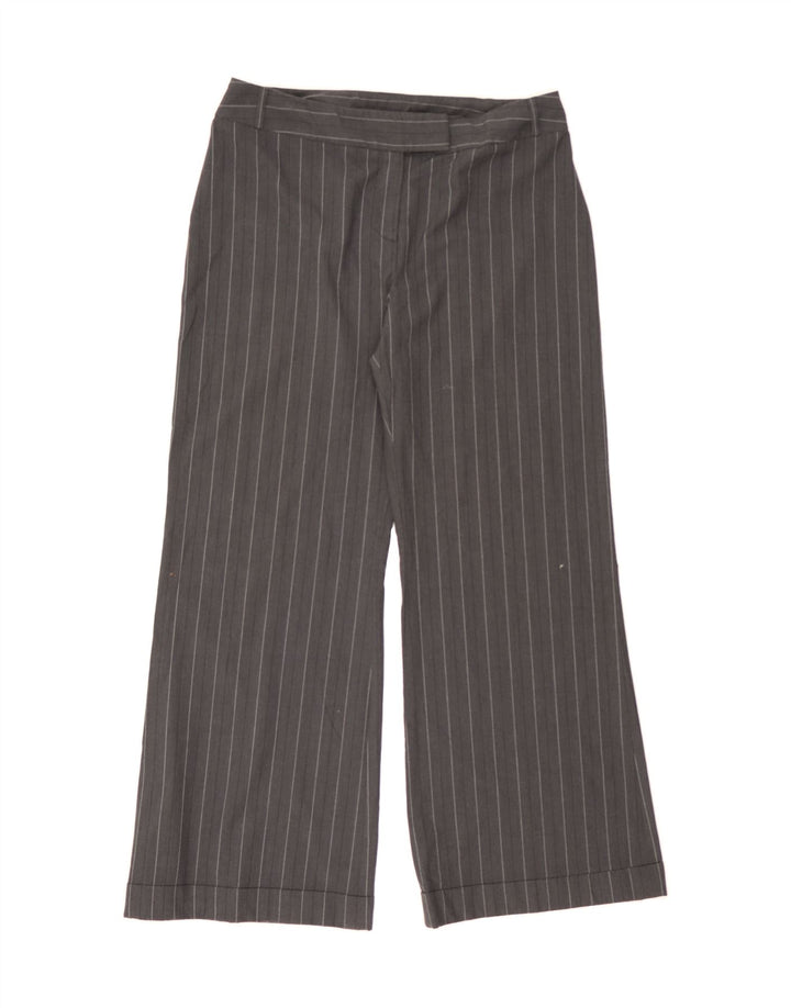 OASIS Womens Wide Leg Suit Trousers W34 L32 Grey Striped Polyester Vintage Oasis and Second-Hand Oasis from Messina Hembry 